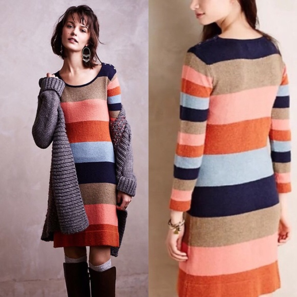 Multi-colored sweater dress